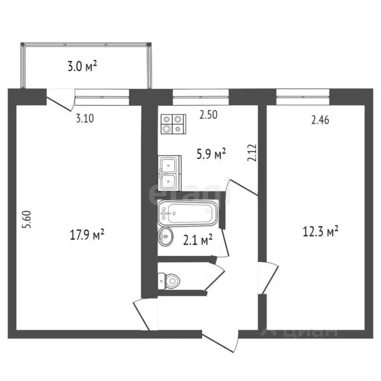 2-к кв. Крым, Евпатория ул. Некрасова, 85 (44.3 м) - Фото 2