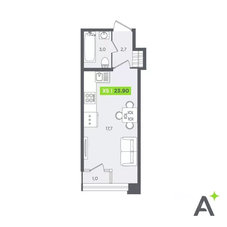 Студия Санкт-Петербург Планерная ул., 87к1 (23.9 м) - Фото 1