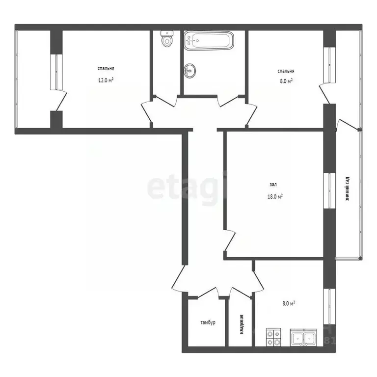 3-к кв. Ростовская область, Таганрог ул. Сергея Лазо, 5-3 (54.7 м) - Фото 2