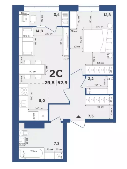 Продаётся 2-к квартира, 52.9 м - Фото 0