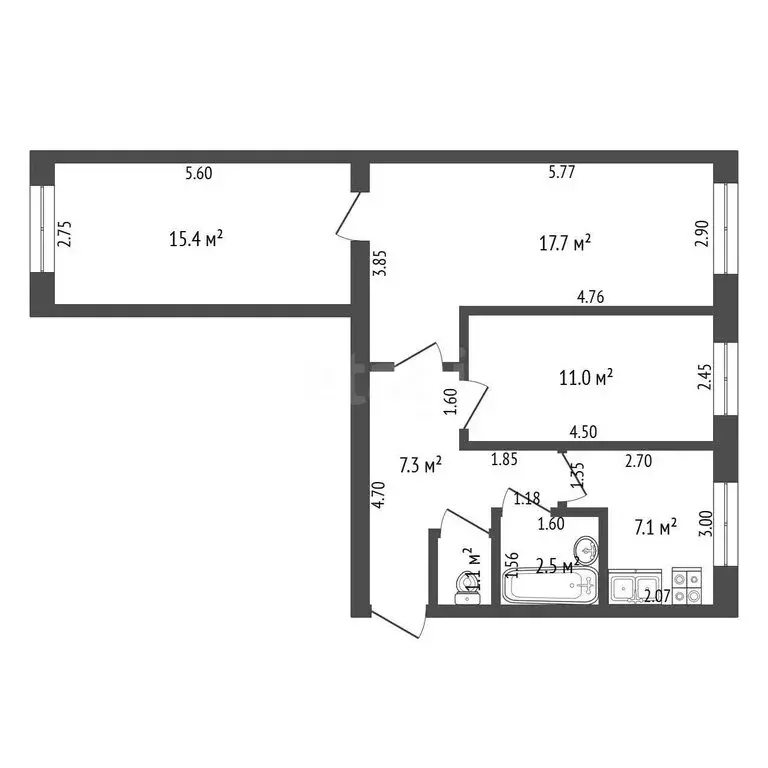 3-комнатная квартира: Медынь, улица Луначарского, 3 (62.1 м) - Фото 1