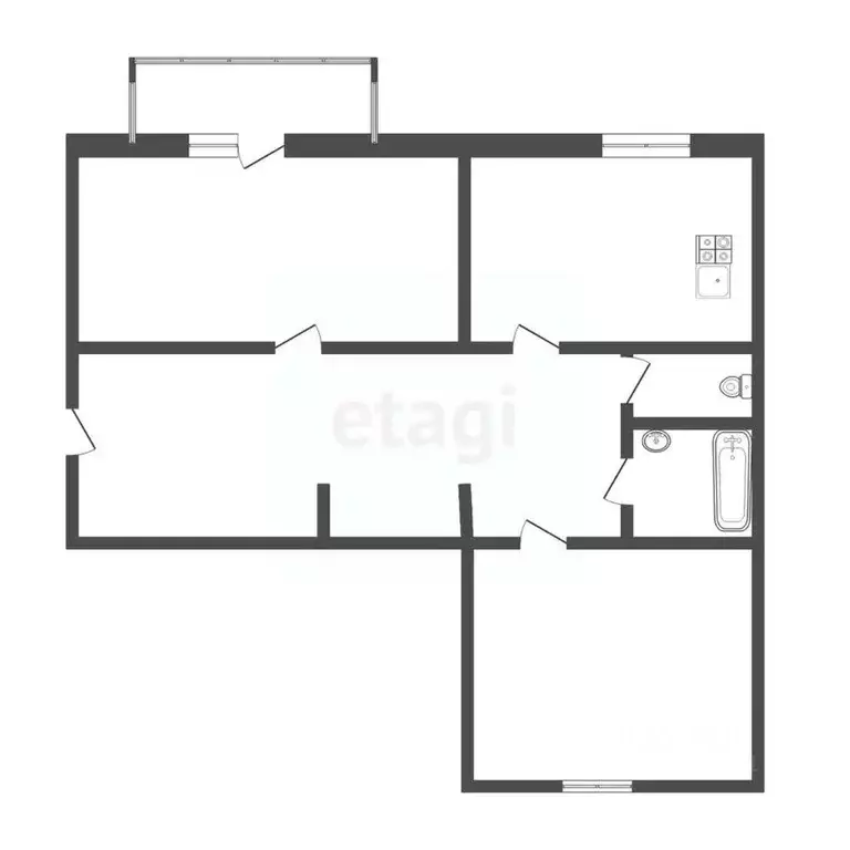 2-к кв. Кемеровская область, Прокопьевск ул. Советов, 21 (52.2 м) - Фото 1