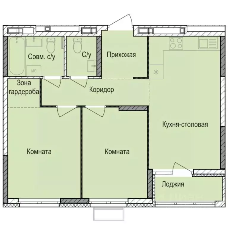 2-к кв. Удмуртия, Ижевск Автопроизводство жилрайон, Норвежский Лес ... - Фото 1