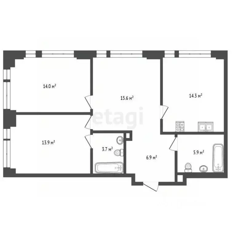 3-к кв. Москва Озерная ул., 1к2/5 (76.1 м) - Фото 2