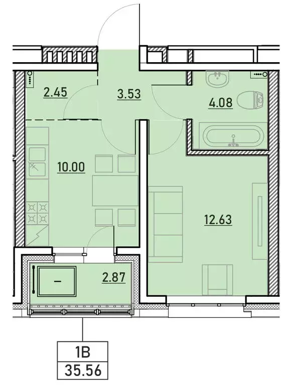 1-комнатная квартира: Иркутск, улица Сибирских Партизан (35.56 м) - Фото 0