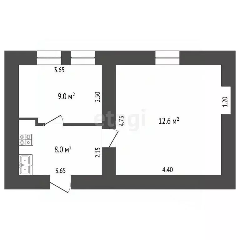 1-к кв. Тамбовская область, Мичуринск ул. Гагарина, 24 (38.6 м) - Фото 2