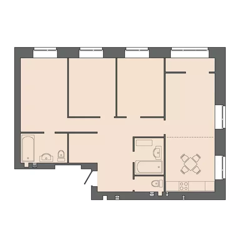 4-к квартира, 92.39 м - Фото 0