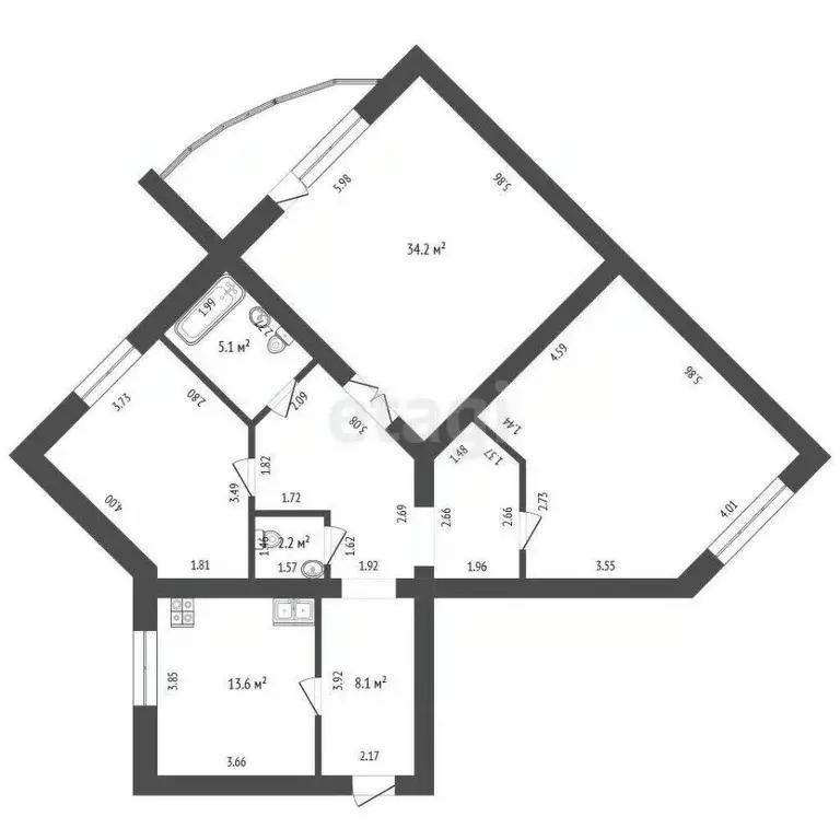 3-к кв. Тюменская область, Тюмень Харьковская ул., 64 (129.5 м) - Фото 2