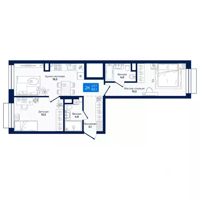 2-к кв. Самарская область, Самара ул. 8-я Радиальная, 31 (60.1 м) - Фото 1