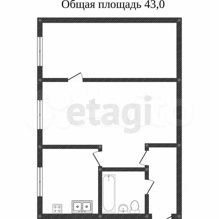 2-к. квартира, 43 м, 1/3 эт. - Фото 0