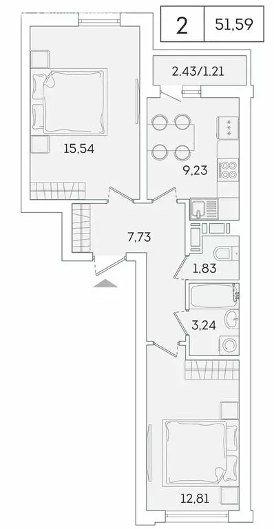 2-комнатная квартира: Мурино, Екатерининская улица, 11 (50.2 м) - Фото 0
