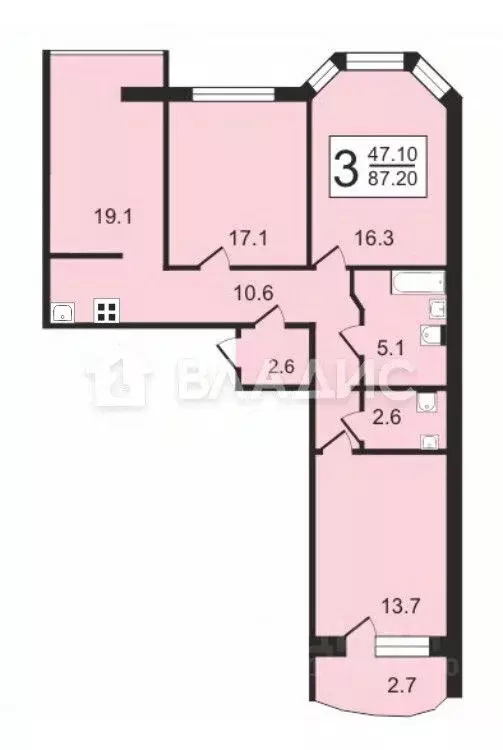 3-к кв. Владимирская область, Владимир ул. Нижняя Дуброва, 9 (87.2 м) - Фото 1