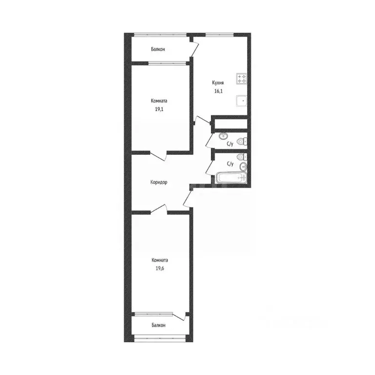 2-к кв. Белгородская область, Белгород ул. Костюкова, 11В (85.9 м) - Фото 2