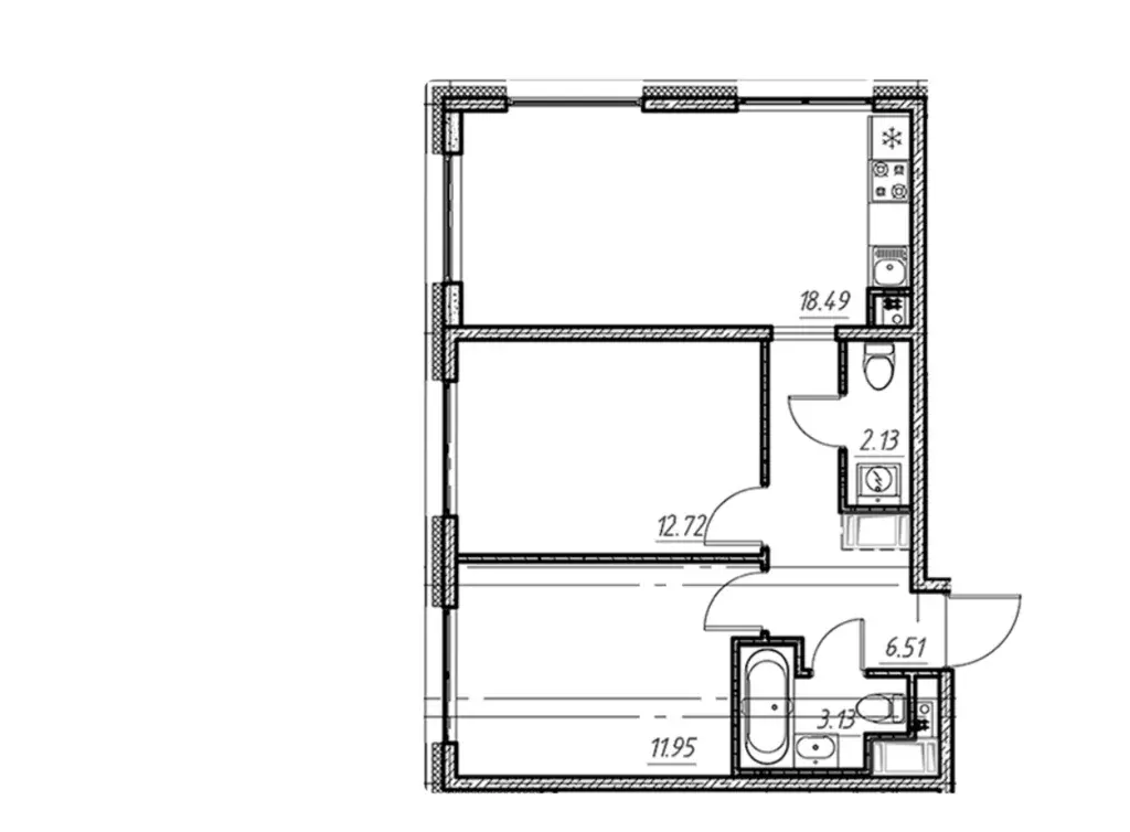 Продаётся 2-к квартира, 54.93 м - Фото 1
