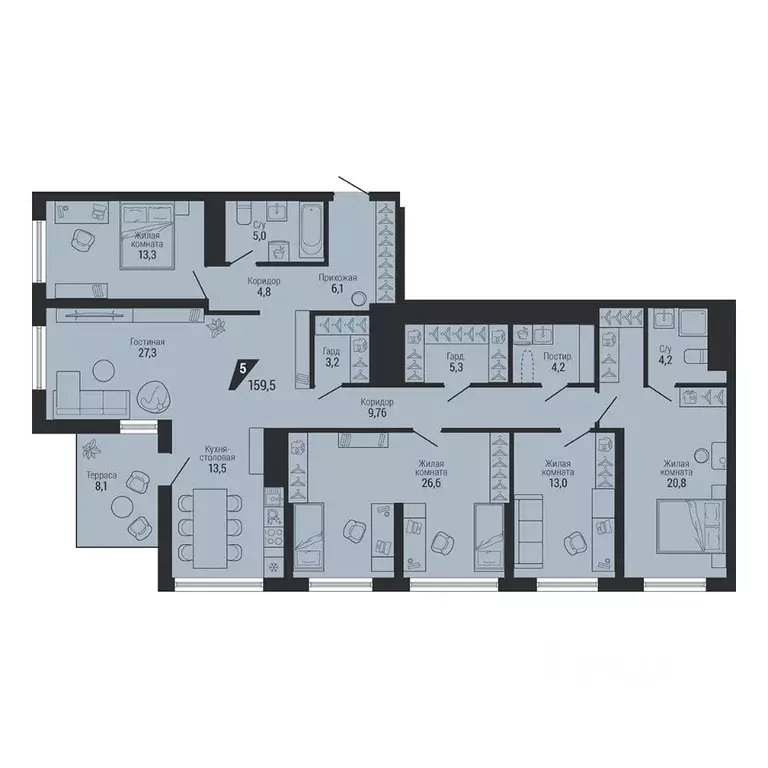 5-к кв. Свердловская область, Екатеринбург Эльмаш жилрайон, К100 жилой ... - Фото 2