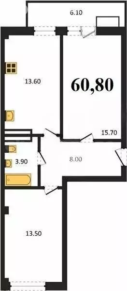 2-комнатная квартира: Севастополь, улица Токарева, 18Дк2 (60.83 м) - Фото 1