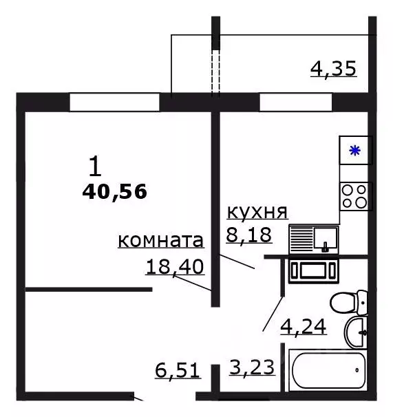 1-к кв. Челябинская область, Челябинск Краснопольская Площадка 1 ... - Фото 1