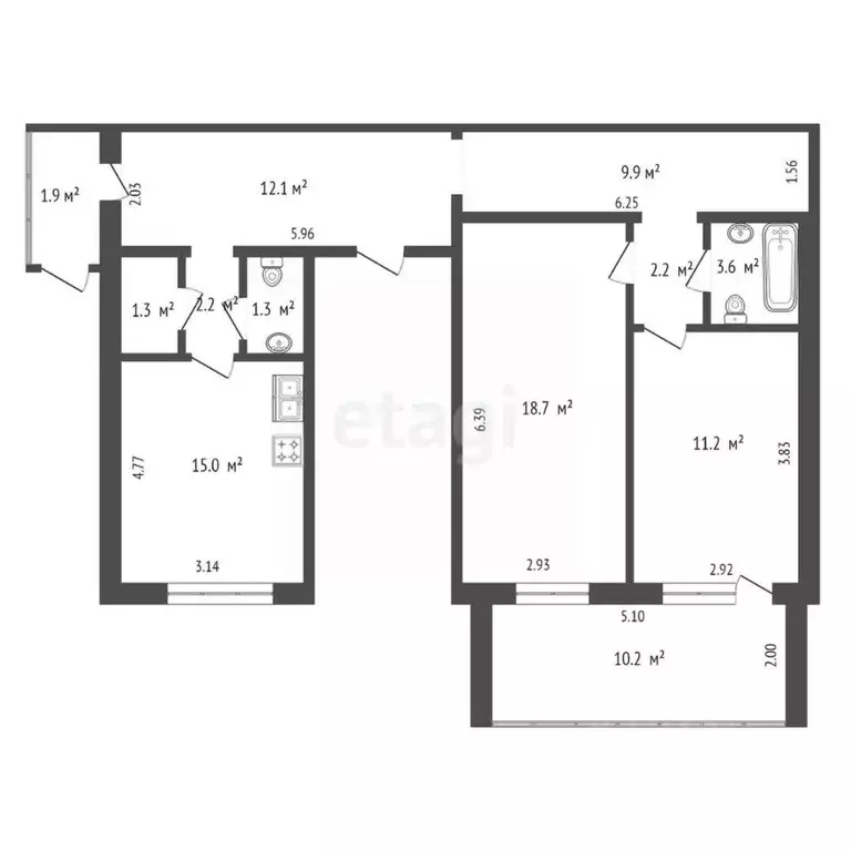 4-к кв. Крым, Евпатория ул. Тимирязева, 4 (77.5 м) - Фото 2