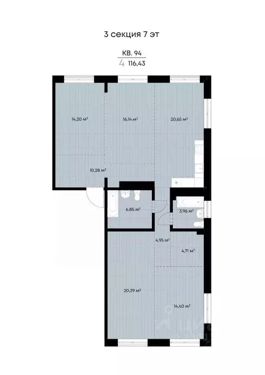 4-к кв. Иркутская область, Иркутск ул. Лебедева-Кумача, 25 (116.43 м) - Фото 1