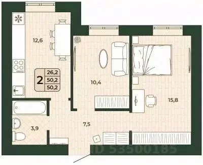 2-к кв. Самарская область, Волжский район, Смышляевка городское ... - Фото 1