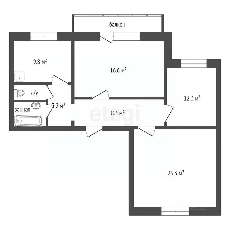 3-к кв. Красноярский край, Красноярск ул. Елены Стасовой, 52А (78.3 м) - Фото 1