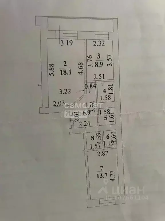 2-к кв. Липецкая область, Липецк ул. А.Г. Стаханова, 61 (57.4 м) - Фото 2