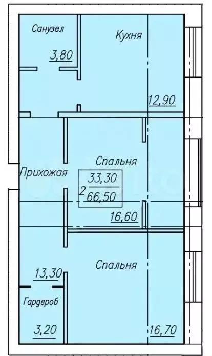 2-к. квартира, 67 м, 3/4 эт. - Фото 0