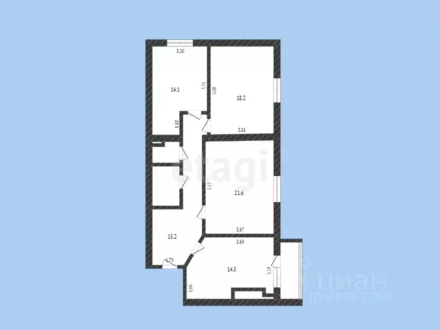 3-к кв. Карачаево-Черкесия, Черкесск Международная ул., 8Б (88.6 м) - Фото 1