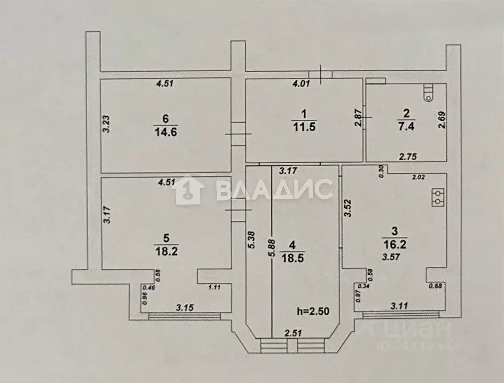3-к кв. Воронежская область, Воронеж ул. Ломоносова, 114/13 (86.4 м) - Фото 1