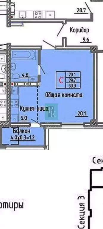 1-комнатная квартира: Севастополь, улица Токарева, 18В (31 м) - Фото 0