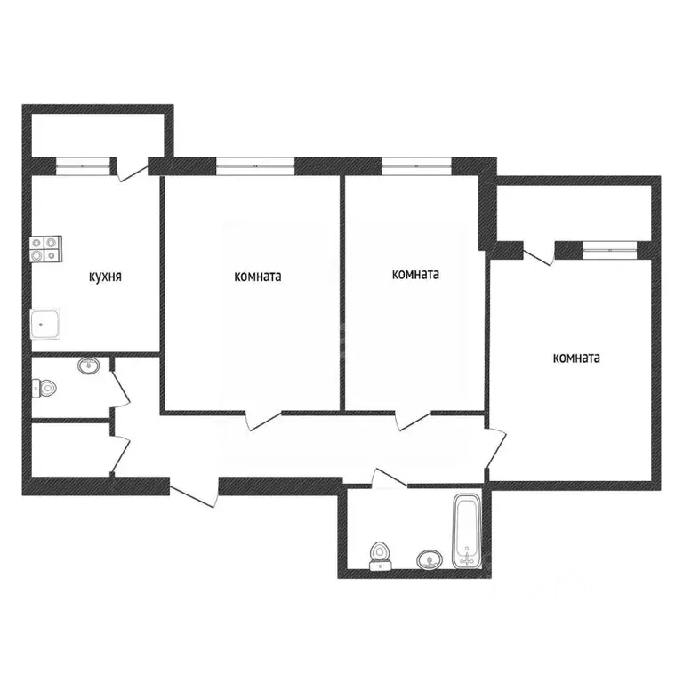 3-к кв. Ленинградская область, Кириши Волховская наб., 48 (86.7 м) - Фото 2