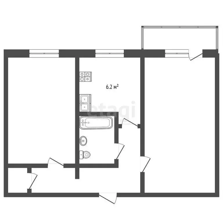 2-комнатная квартира: Котлас, улица Кедрова, 16А (43.4 м) - Фото 1