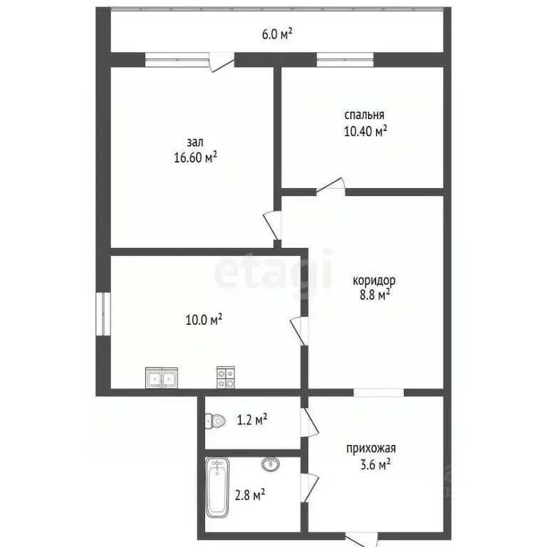 2-к кв. Белгородская область, Белгород Советская ул., 1а (53.4 м) - Фото 2