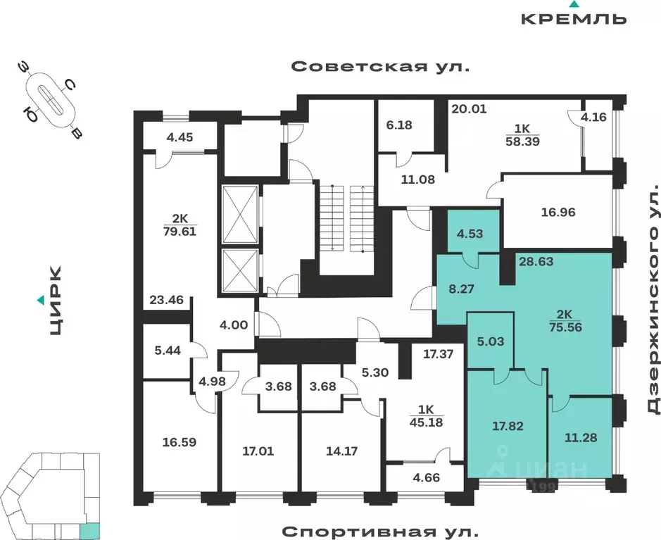 2-к кв. Тульская область, Тула ул. Болотникова, 4 (75.56 м) - Фото 2