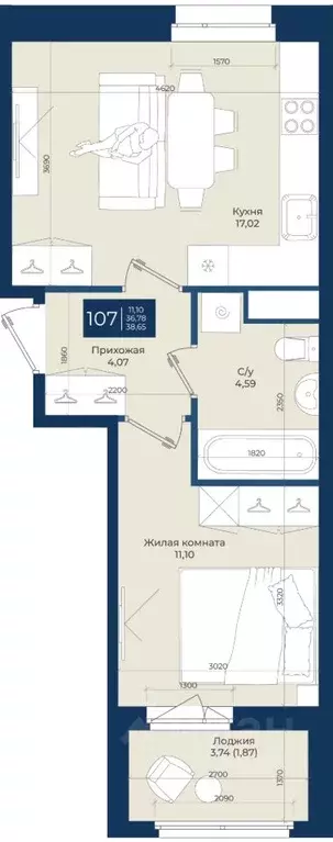 1-к кв. Ленинградская область, Ломоносовский район, Аннинское ... - Фото 1