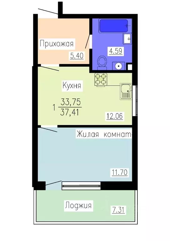 1-к кв. Воронежская область, Воронеж Гвардейский пер., 21 (37.41 м) - Фото 0