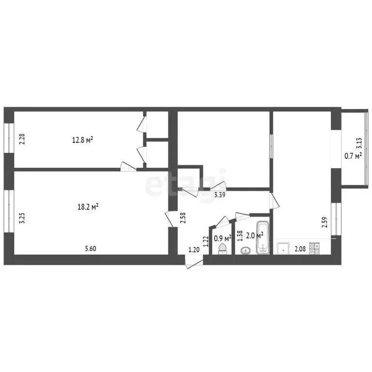 3-комнатная квартира: Чита, улица Чайковского, 30 (61.8 м) - Фото 0