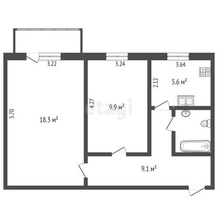 2-комнатная квартира: Нальчик, проспект Ленина, 12 (46.9 м) - Фото 0