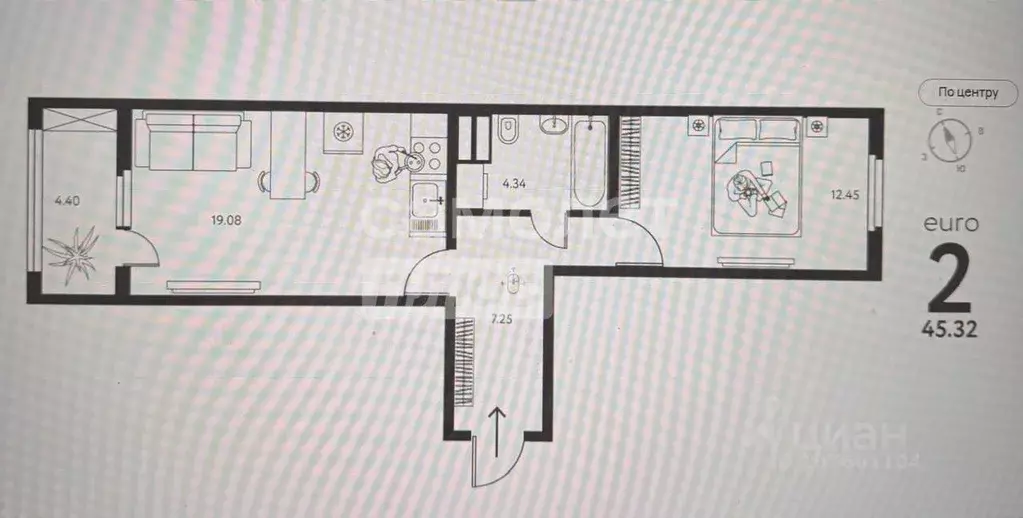 2-к кв. Липецкая область, Липецк ул. Перова, 2Д (45.32 м) - Фото 2
