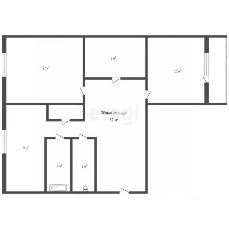 2-к кв. Брянская область, Карачев ул. Горького, 4 (52.0 м) - Фото 2