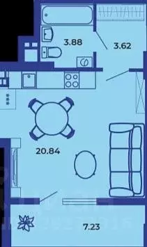 Студия Брянская область, Брянск ул. Комарова, 45 (35.4 м) - Фото 1