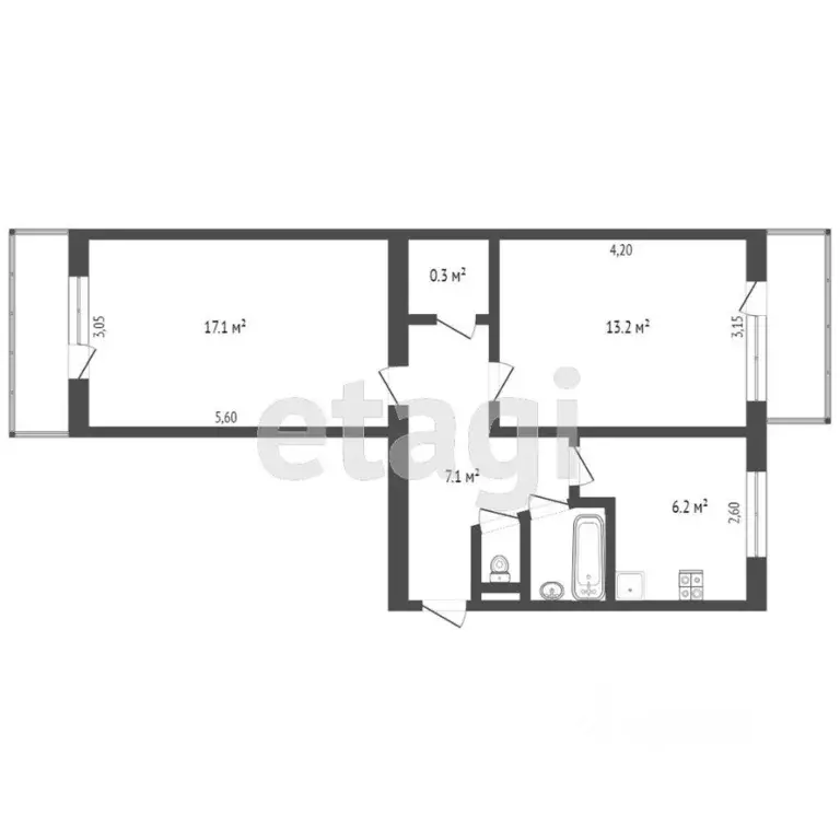2-к кв. Крым, Симферополь ул. Аральская (39.0 м) - Фото 1