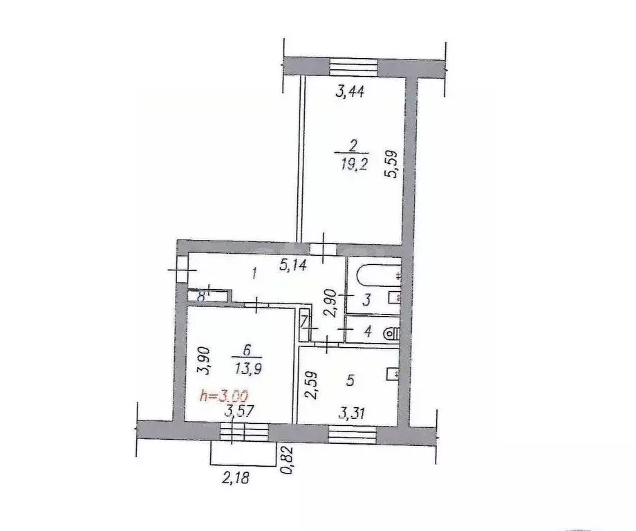 2-к кв. Кемеровская область, Новокузнецк проезд Казарновского, 1 (56.8 ... - Фото 2