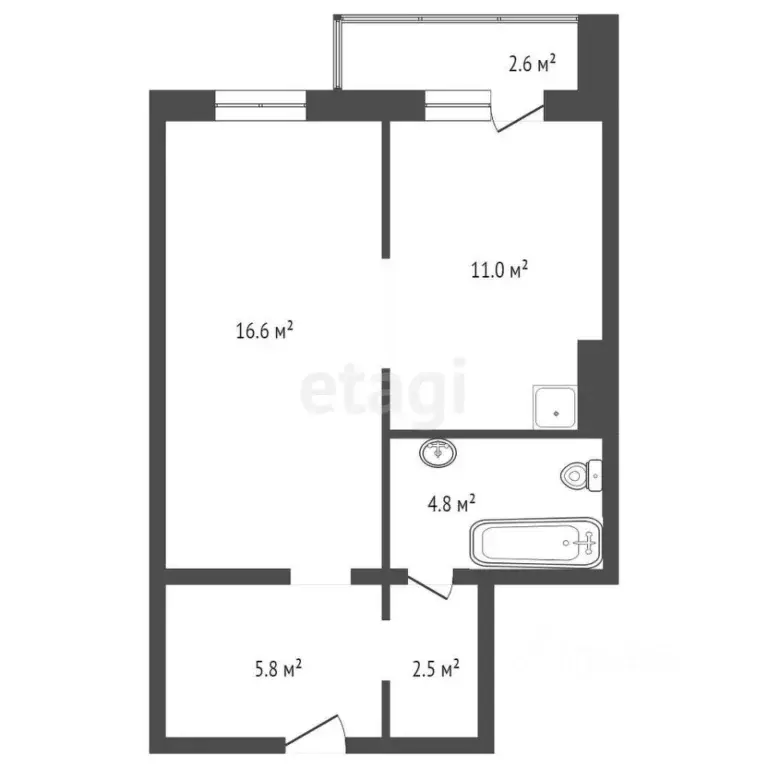1-к кв. Красноярский край, Красноярск Аральская ул., 47 (42.0 м) - Фото 2