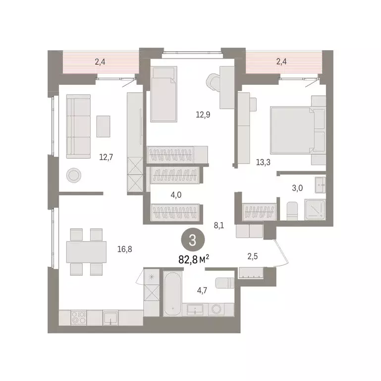 3-комнатная квартира: Екатеринбург, жилой район Сортировочный, ... - Фото 2