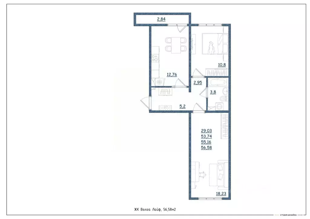 2-к кв. Тверская область, Тверь Новочеркасская ул., 49 (56.58 м) - Фото 2