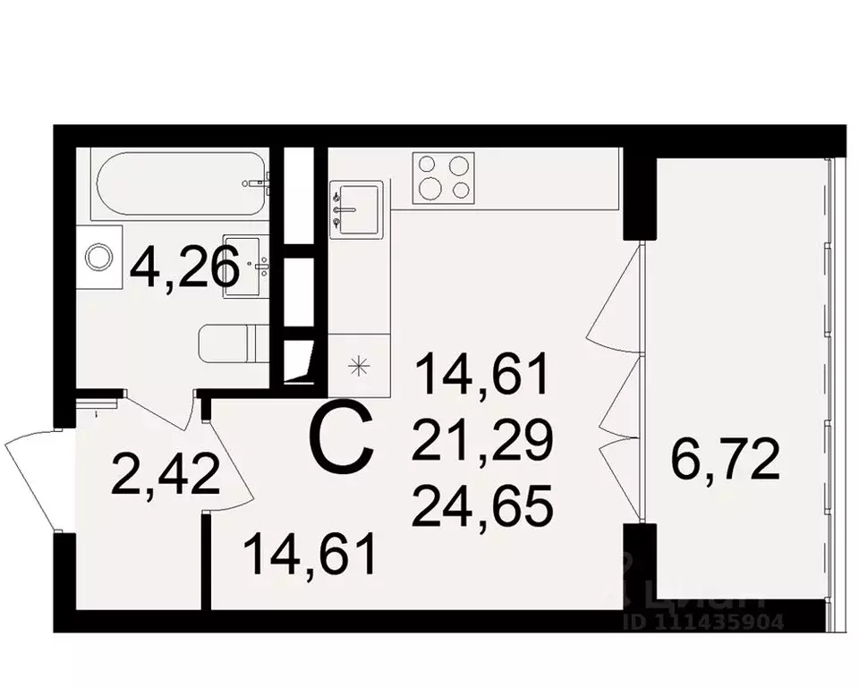 1-к кв. Тульская область, Тула пос. Горелки,  (21.29 м) - Фото 0