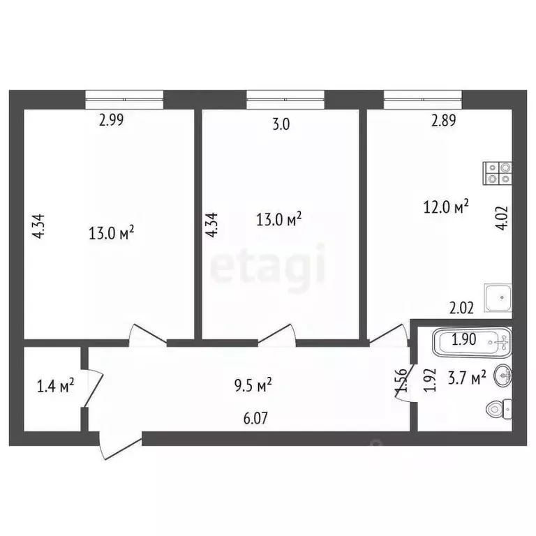 2-к кв. Ямало-Ненецкий АО, Губкинский 9-й мкр, 20 (52.6 м) - Фото 1