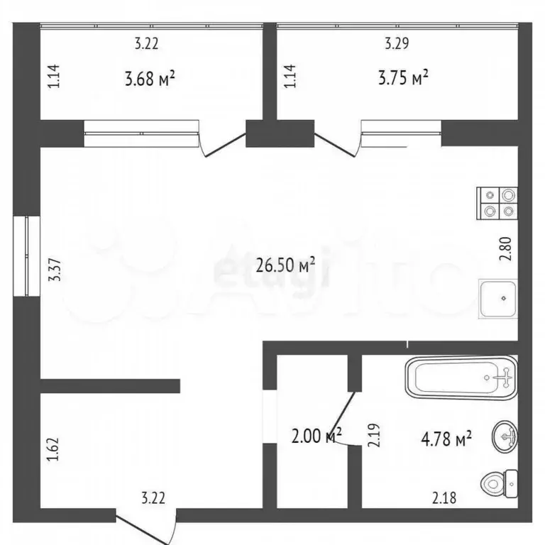 Квартира-студия, 34 м, 15/17 эт. - Фото 0