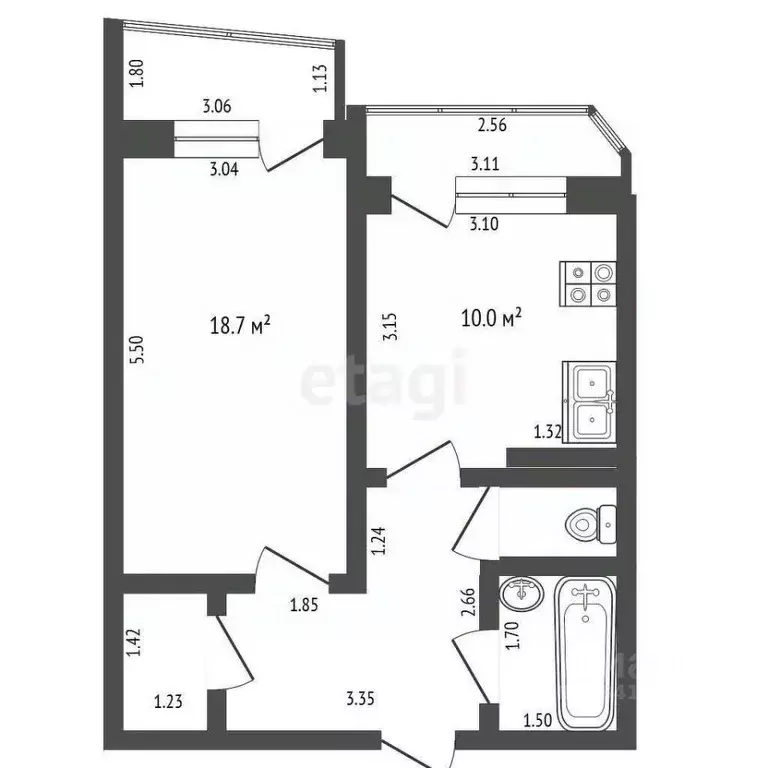 1-к кв. Белгородская область, Шебекино Парковая ул., 11 (38.2 м) - Фото 2